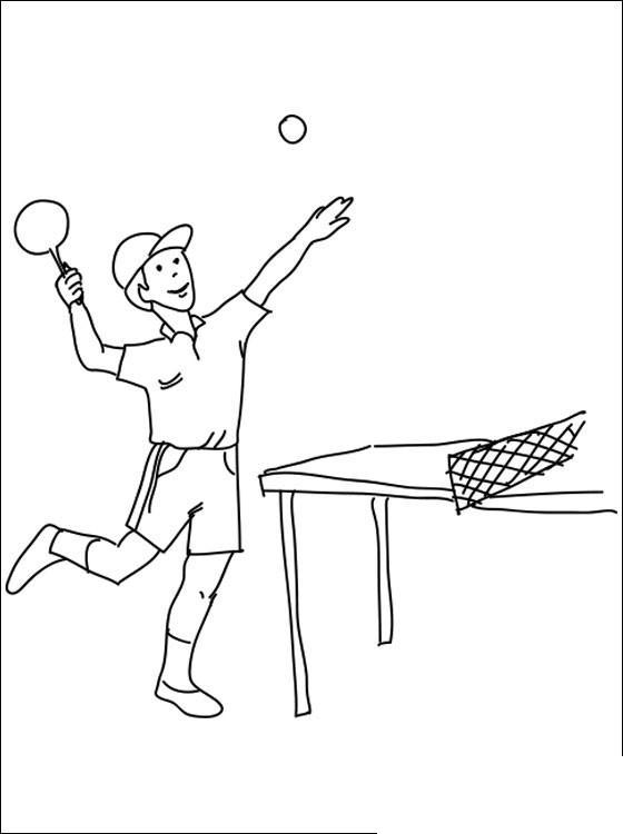 Раскраска настольный теннис и подача для мальчиков (настольный, подача)