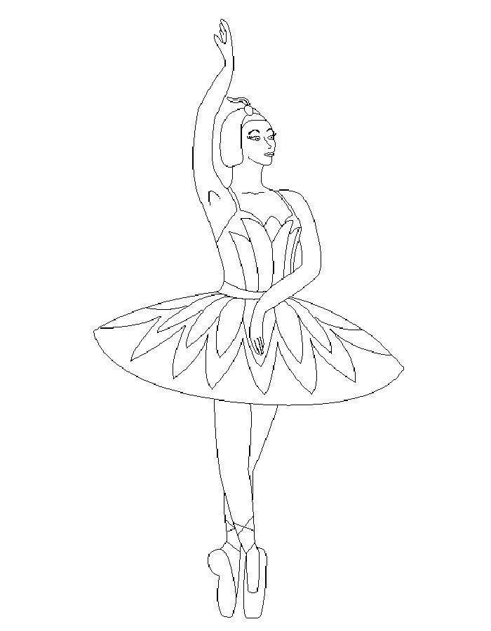 Раскраска балерина для девочек (балерина, танцы)