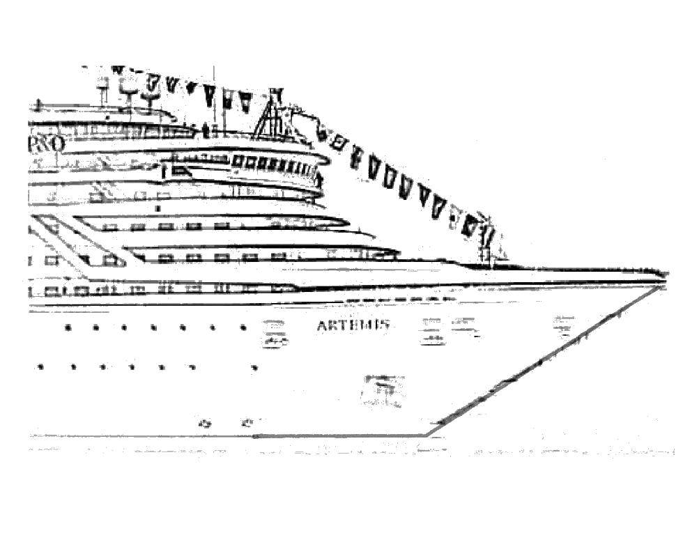 Раскраска корабля Титаник на море (корабли, море)