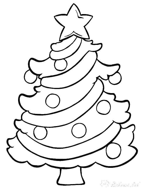 Раскраска с изображением елки, игрушек и снега (елка, снег, развлечение)
