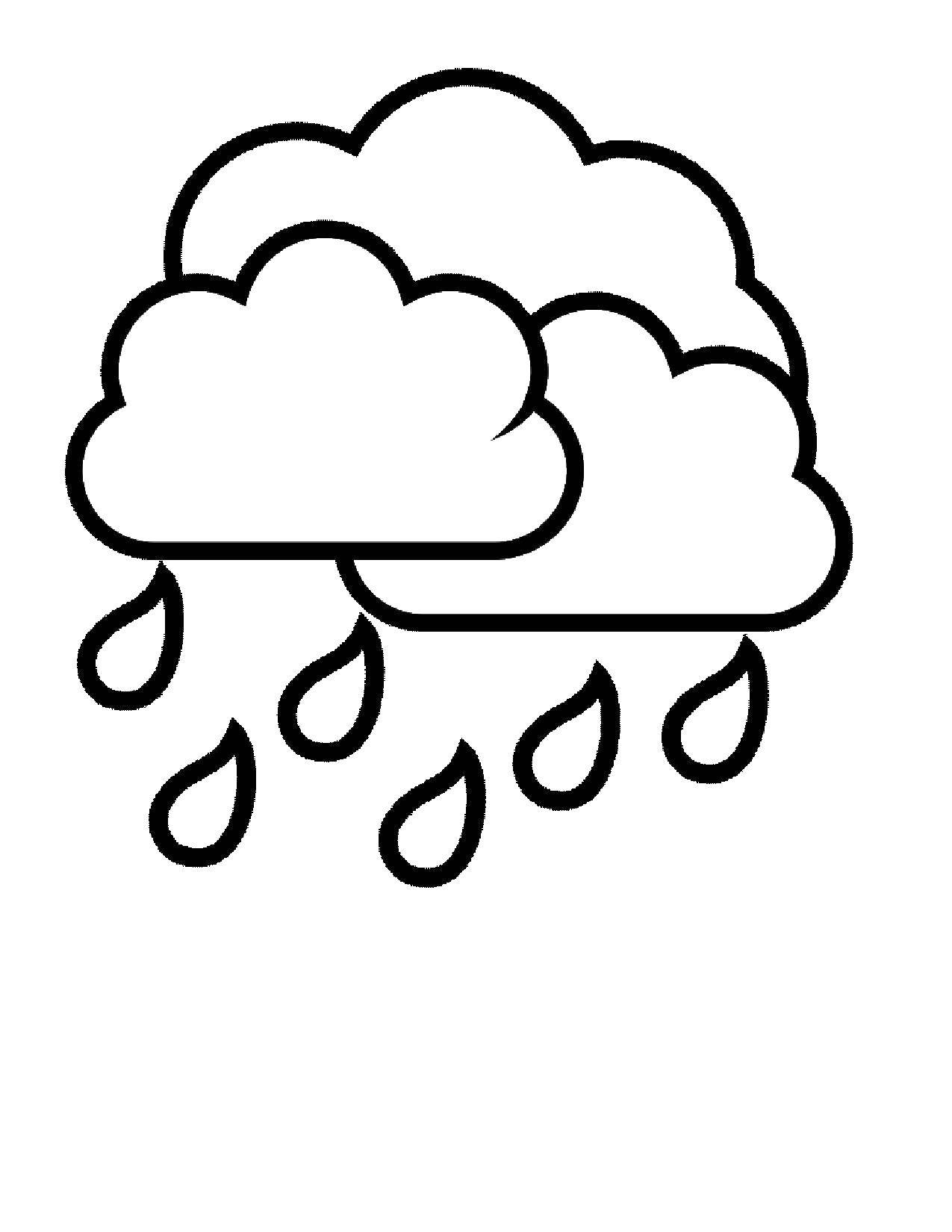 Раскраска с дождем и облаками для детей (дождь, облака)