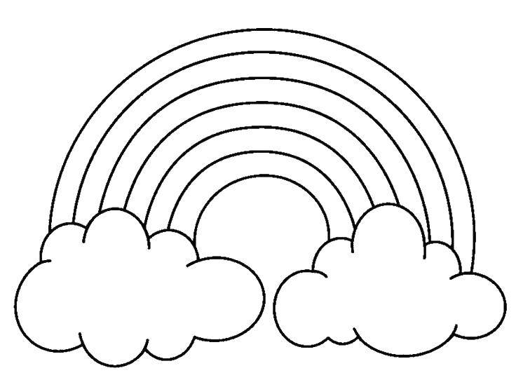 Раскраска с Радугой и облаками (хобби, облака)