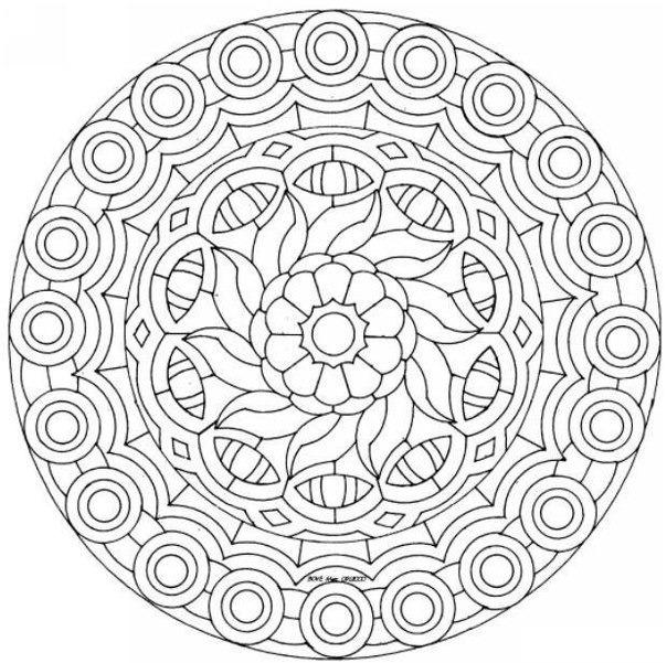 Раскраска цветок в орнаменте круговой формы (цветок, орнамент)