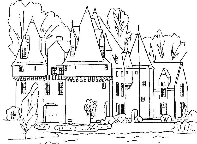 Раскраска дома и здания из сказки Красная Шапочка (дом, здание)