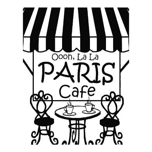 Раскраски Парижа: кафе и достопримечательности Франции (кафе, достопримечательности)