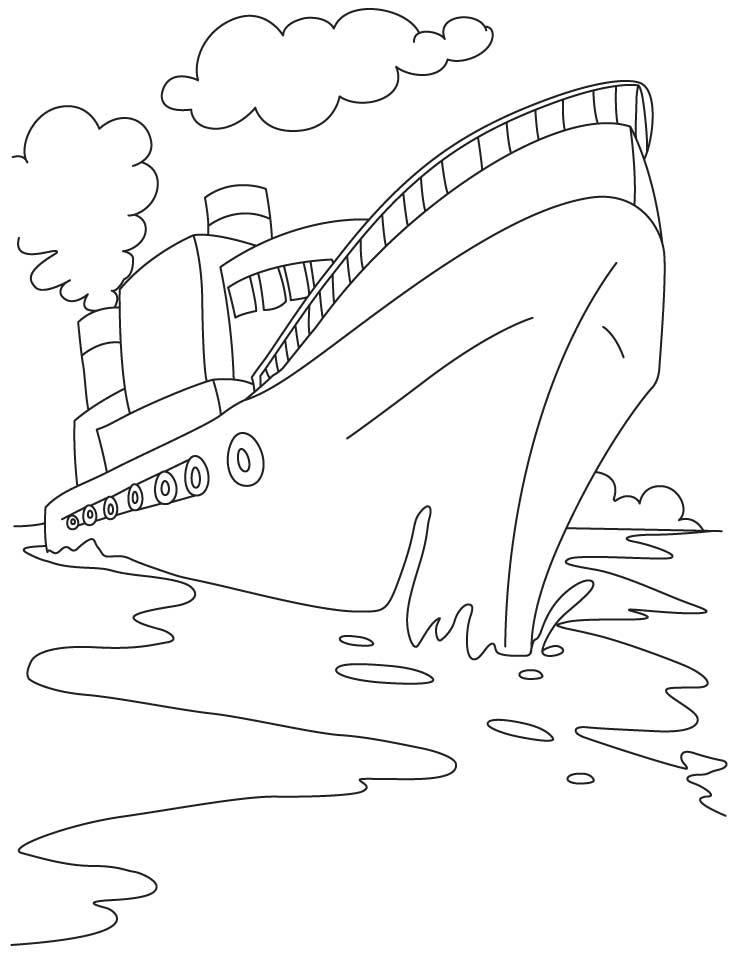 Раскраска Пароход плывет в море для мальчиков (пароход, море)