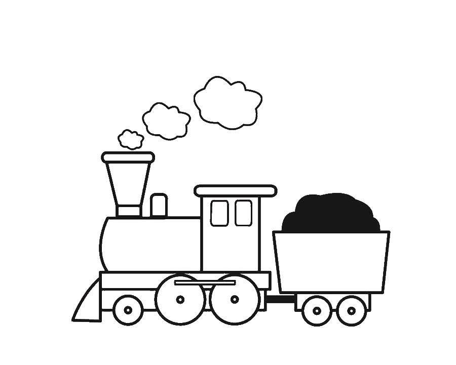 Раскрашенный поезд паровоз на белом фоне (поезд, паровоз)