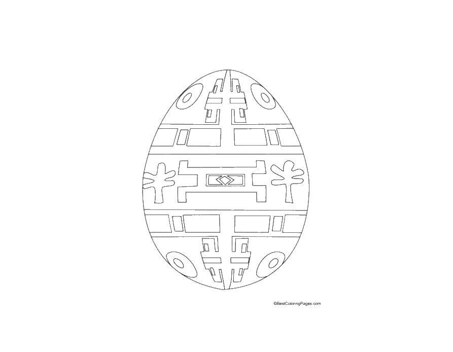 Раскраска пасхального яйца с узором для детей (пасха, яйца, узоры, рисунки)