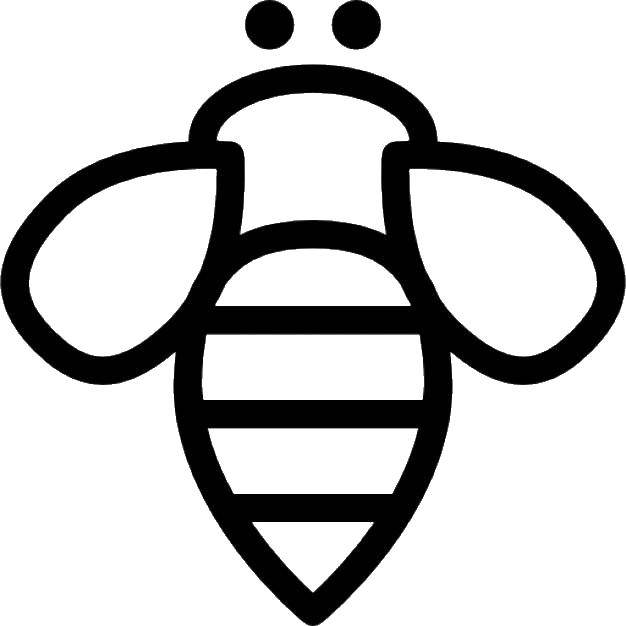 Раскраска Контуры насекомые пчела для детей (пчела, развивающие)