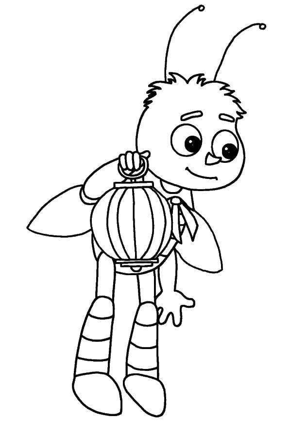 Раскраска Лунтик Пчеленок для детей (Пчеленок, развлечение)