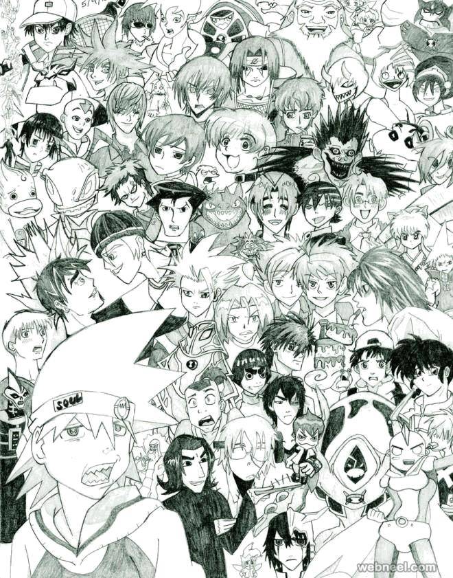Раскраска героев аниме для детей (персонажи, герои)