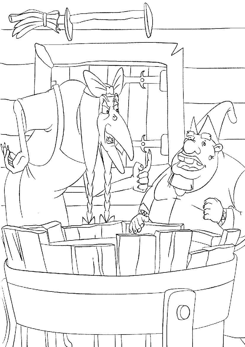 Раскраска три богатыря - персонажи и злодеи для детей (сказки, персонажи, злодеи)