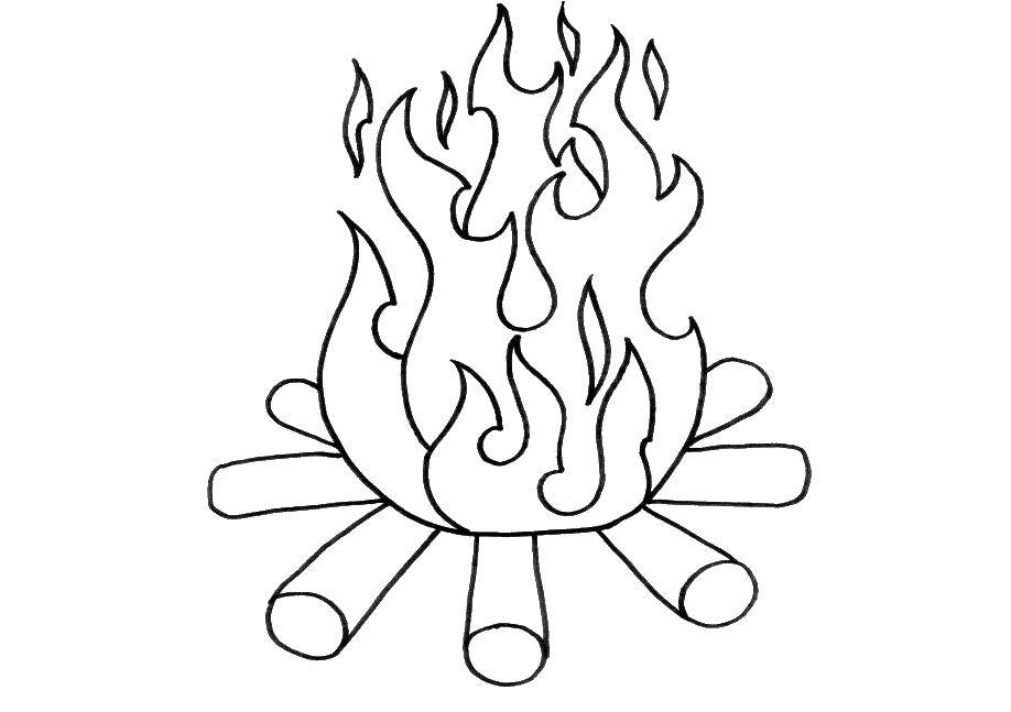 Раскраска Огонь костер для детей (огонь, костер)