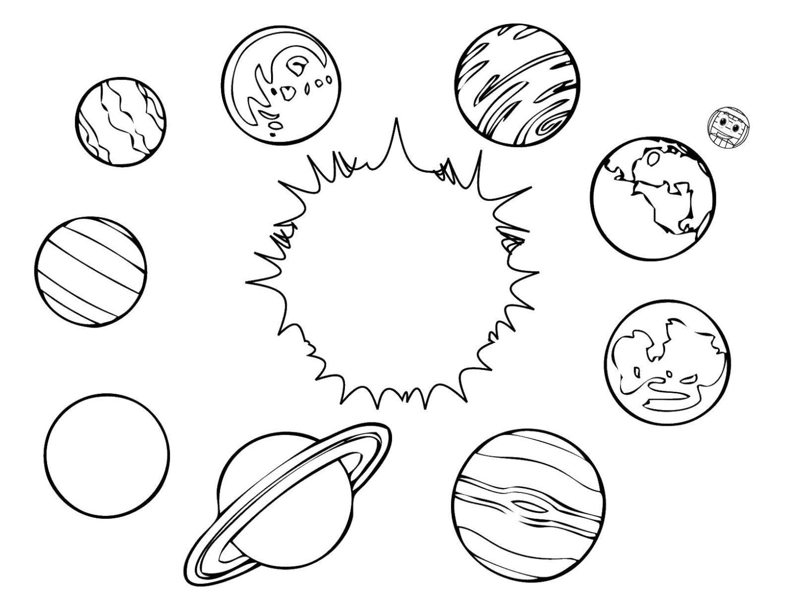 Раскраска космос для детей. Раскрась изображения солнечной системы, планет и солнца. (планеты, солнечная, система, солнце)
