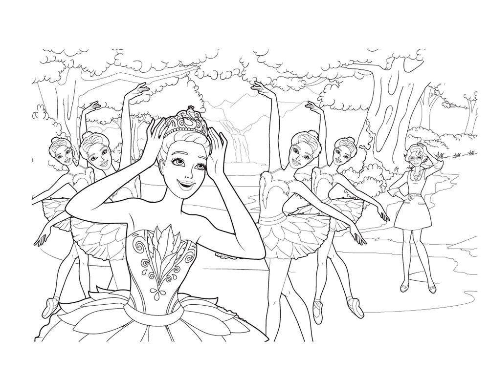 Раскраска балерины Балерина в розовом платье (балерина, танцы)