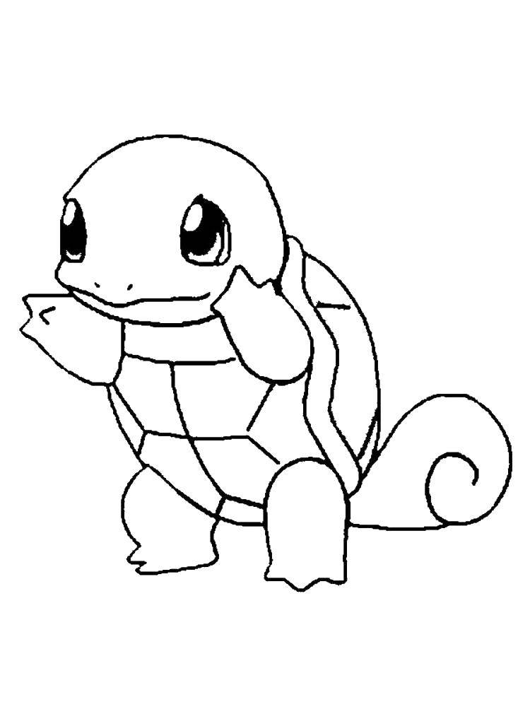 Раскраска с покемоном и черепахой на белом фоне (покемоны, черепаха)