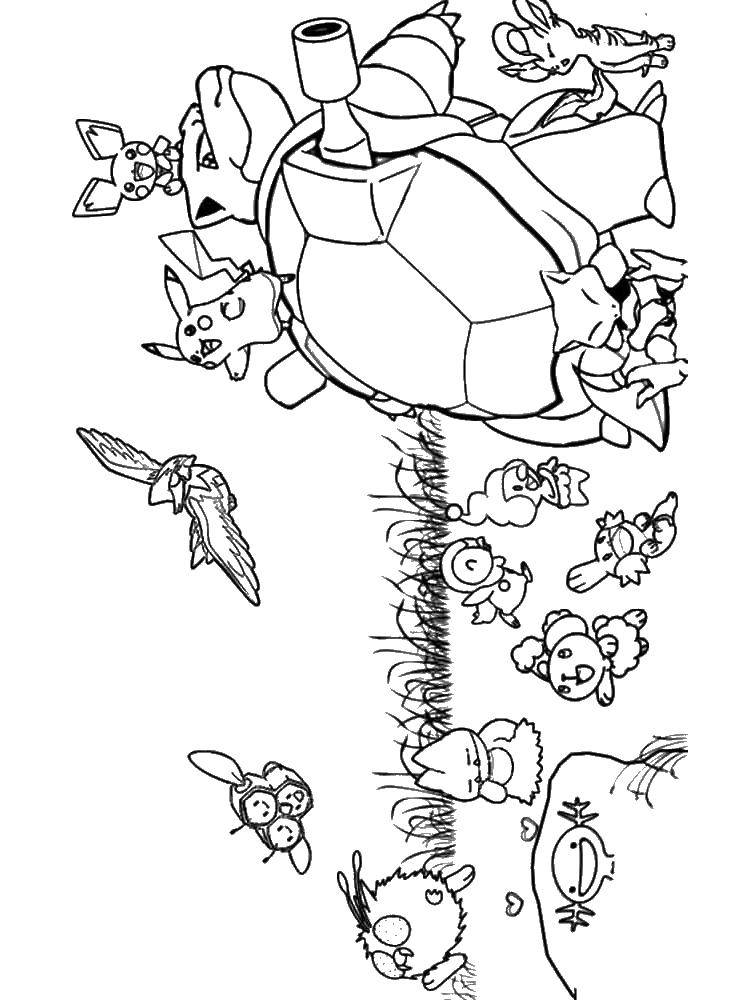 Раскраска с покемоном, связанным травой (покемоны, трава)