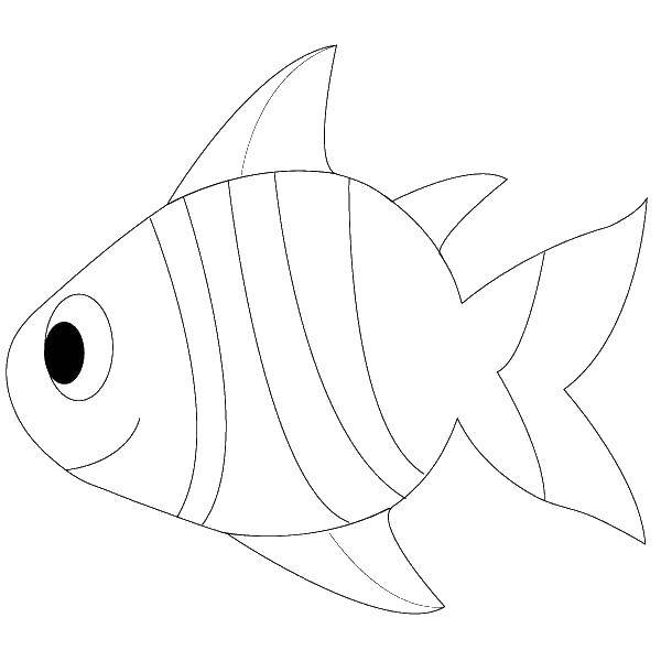 Раскраска рыбы рыба с контуром и плавником для детей (рыбы, рыба, плавник)