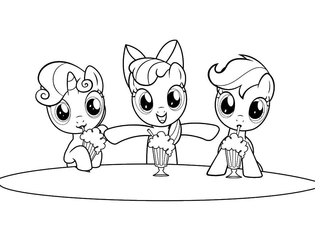 Раскраска моего маленького пони с изображением любимых персонажей (пони)