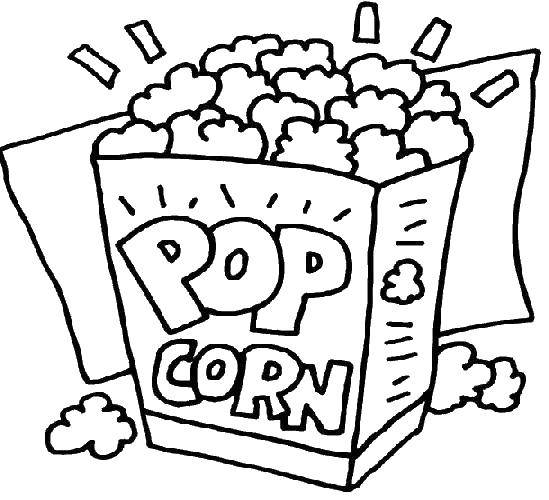 Раскраски кино с популярными героями мультфильмов для детей (герои, попкорн)