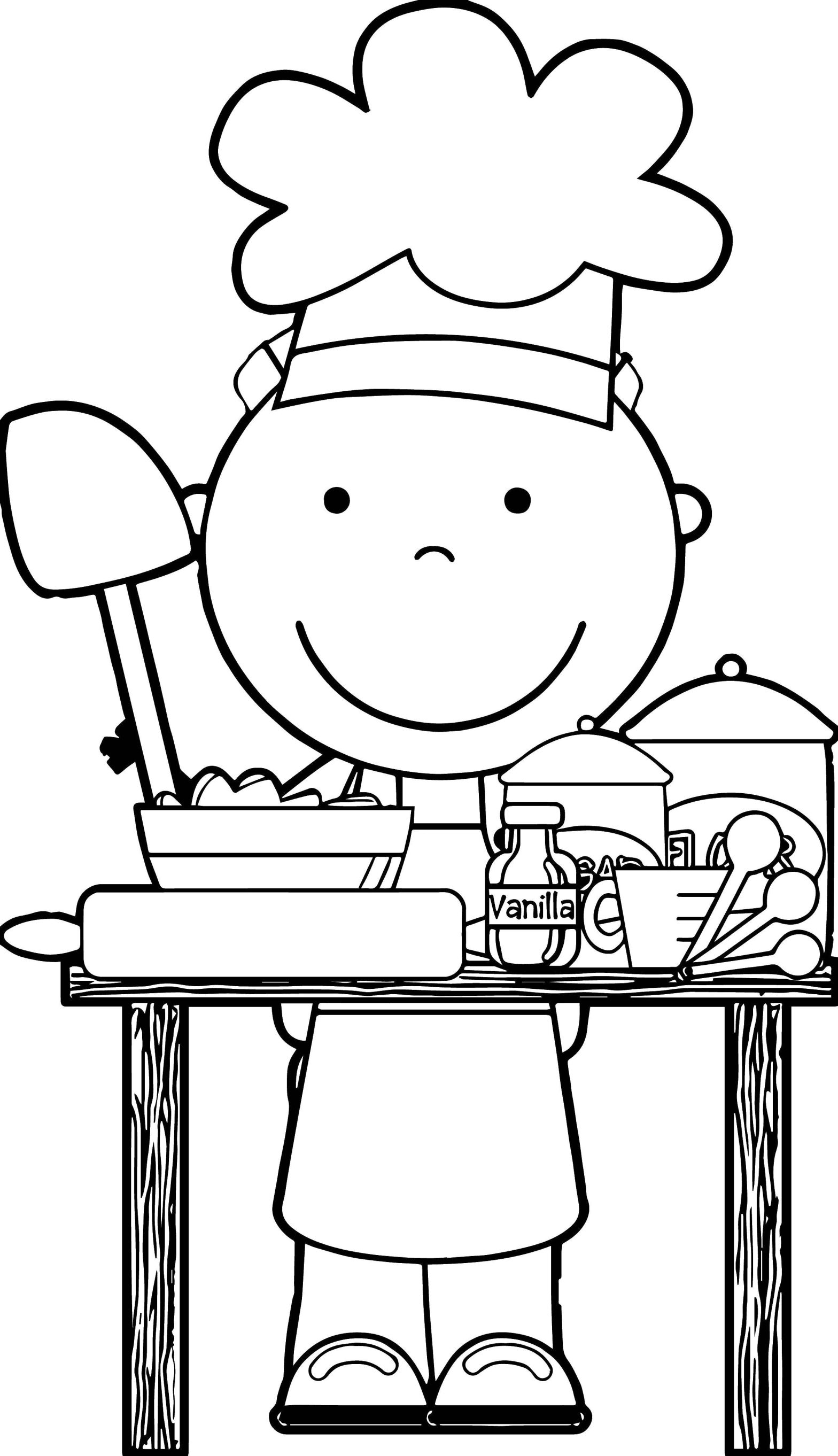 Раскраска на тему Приготовление еды для детей (еда, повар)