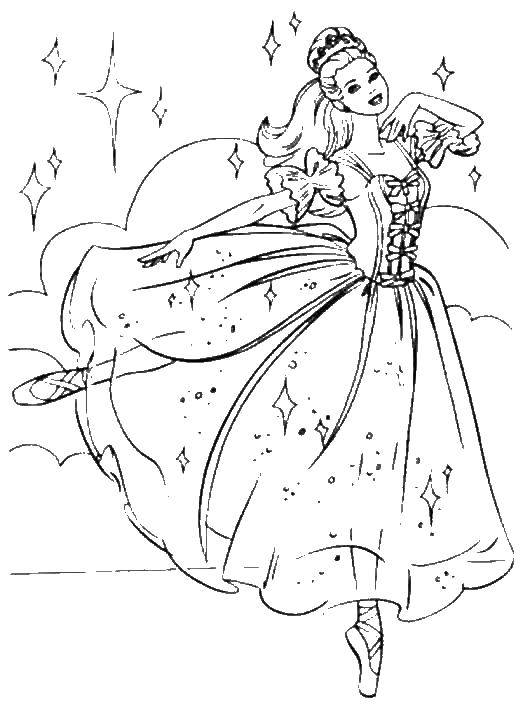 Раскраска принцесса девочка, барби, или балерина для девочек (принцесса, балерина)