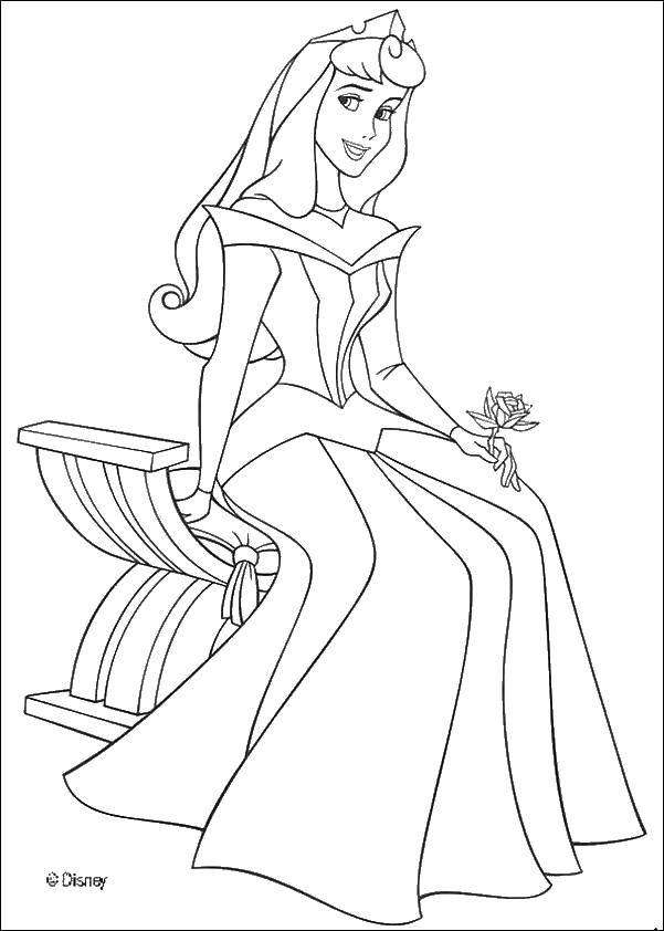 Раскраска принцессы Розы из мультфильма спящая красавица (принцессы, Роза)