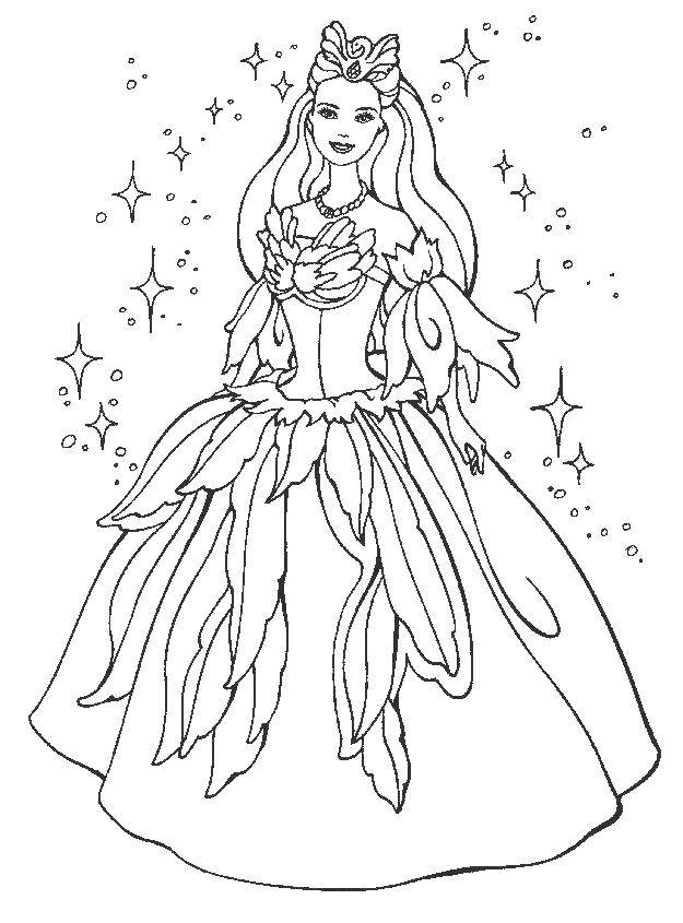Раскраска Принцесса в платье с короной