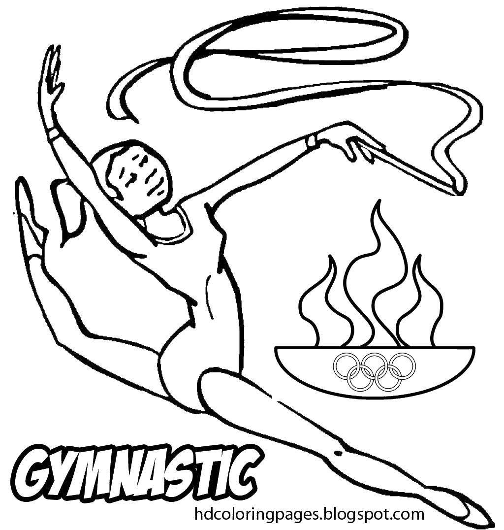 Раскраска девочки занимаются гимнастикой Олимпиада (Олимпиада)