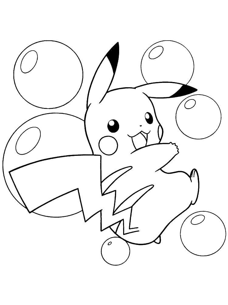 Раскраски с покемонами Пикачу и Пузыри (покемоны, Пикачу, Пузыри)