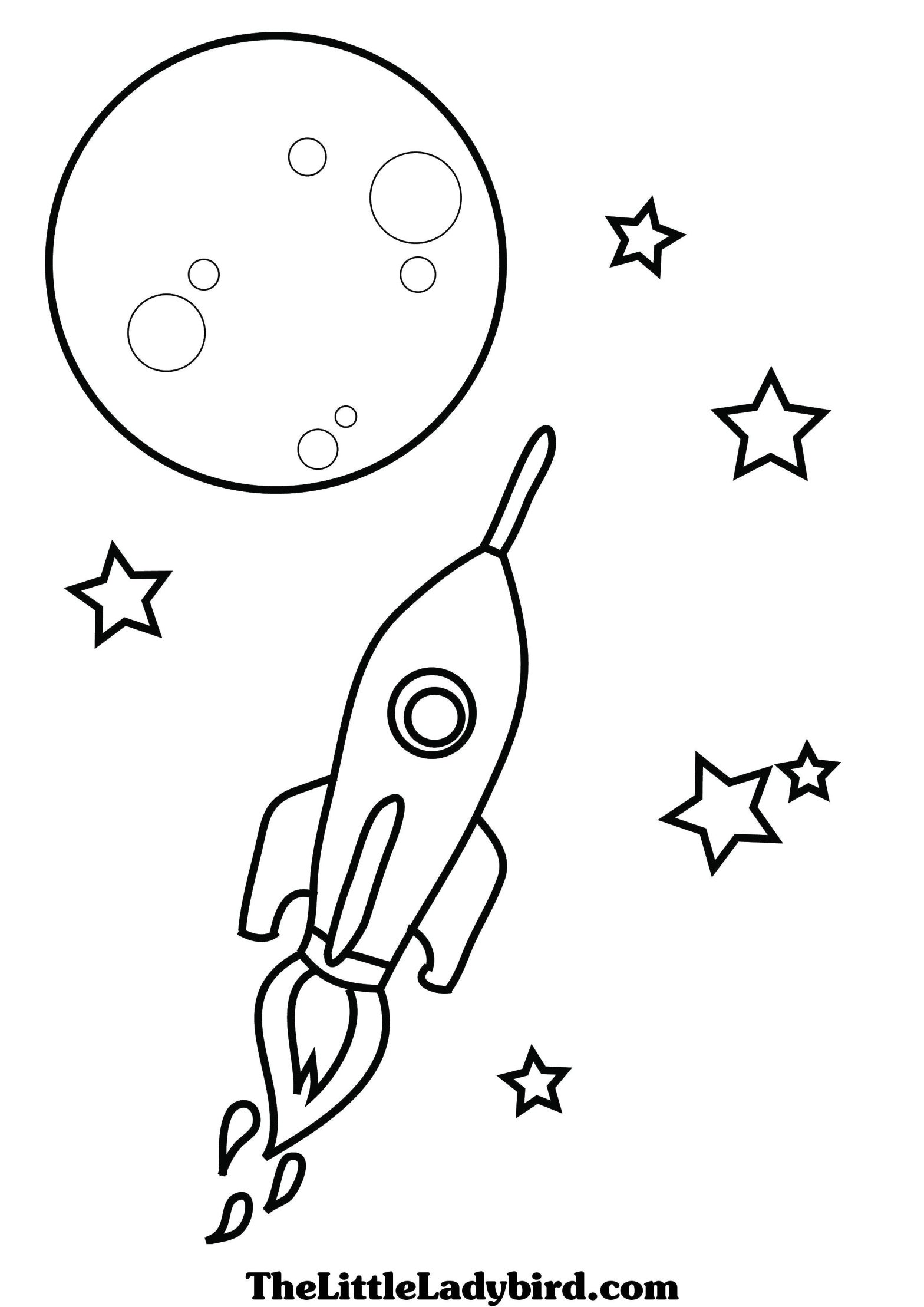 Раскраска космического корабля (развивающие, звезды)