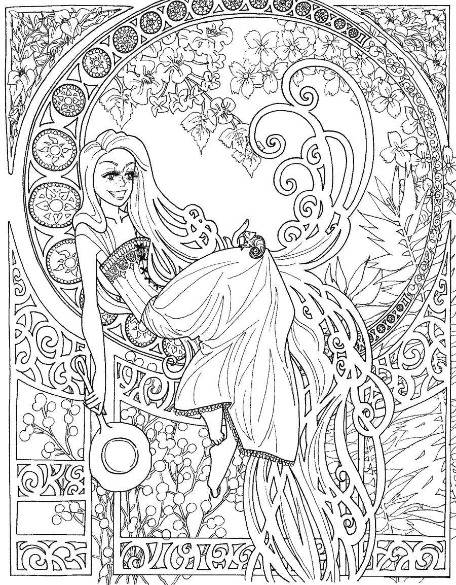 Раскраска Рапунцель - девушка с длинными волосами и ее други, бесплатная раскраска для детей (диснеевские, дисней, рапунцель)