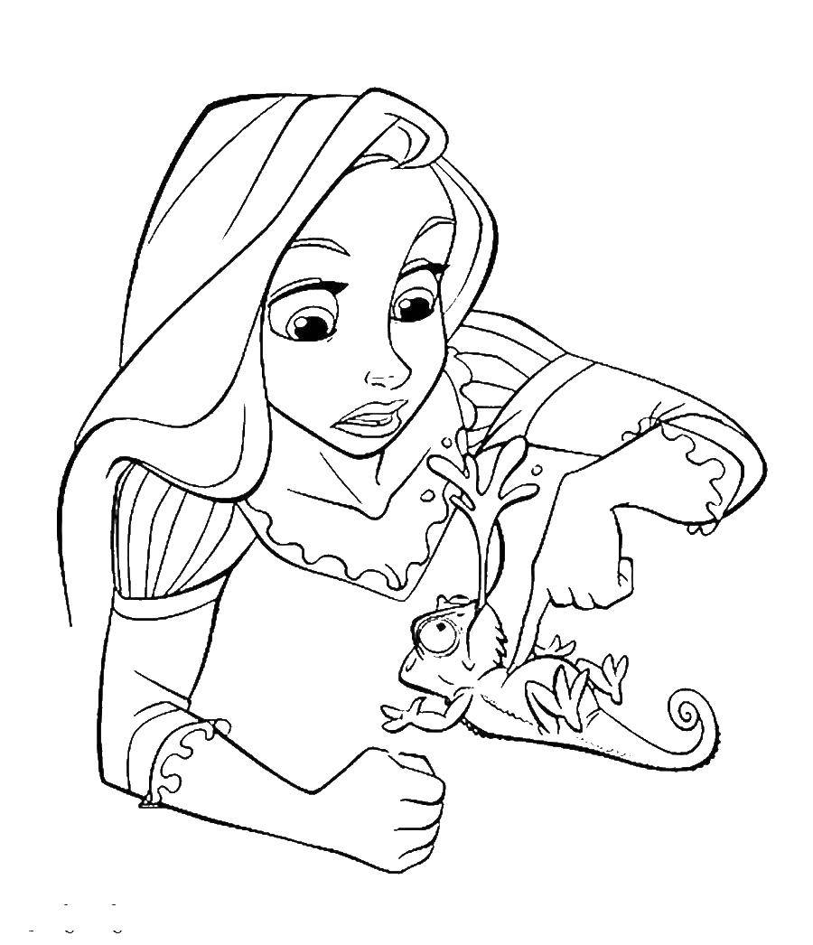 Раскраска принцессы Рапунцель для девочек (Рапунцель)