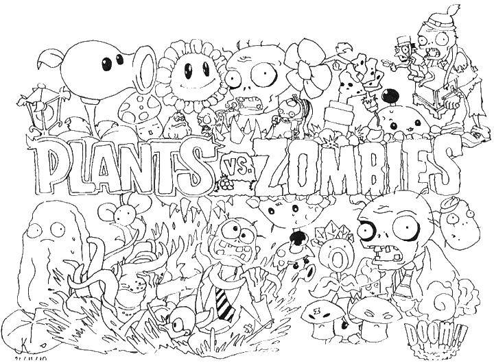Раскраски Зомби против растений (мультфильмы, Зомби)