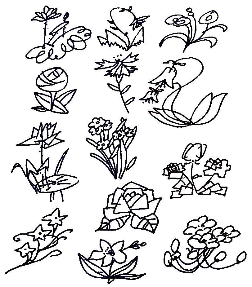 Раскраска с цветами для детей (растения, цветочки)