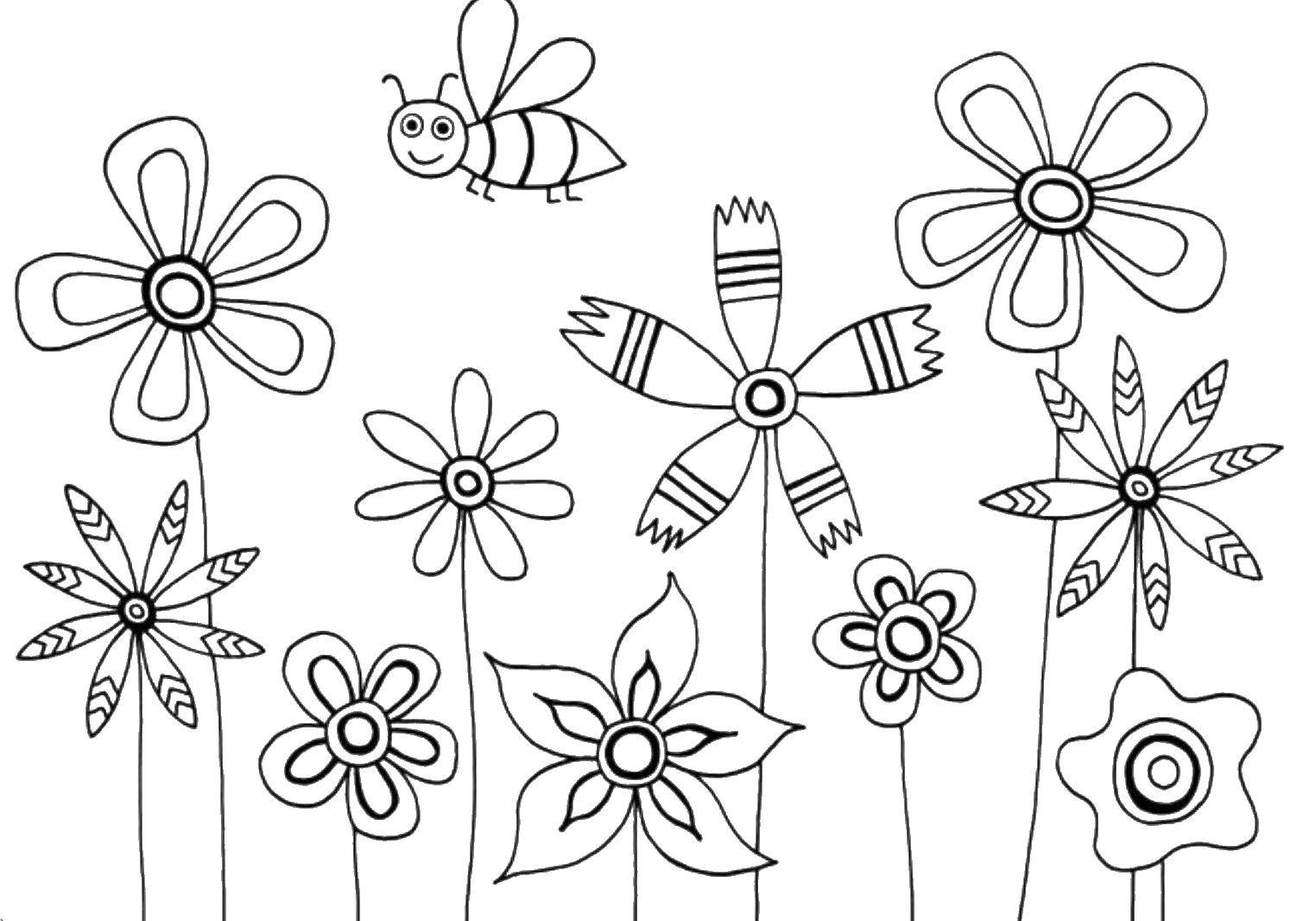 Раскраски с Цветами, Бабочками и Цветочками для детей (цветы, цветочки, образы)