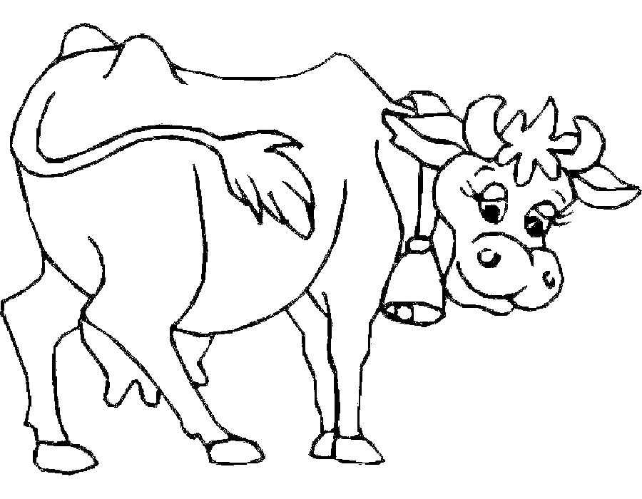 Раскраска домашней животное корова для детей (корова, развивающая, животные)
