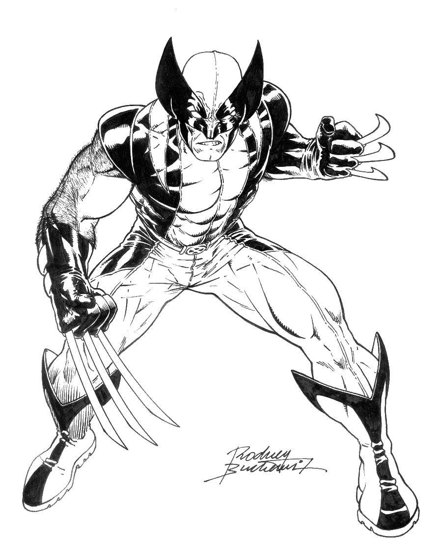 Раскраска с изображением супергероя фильма (супергерои, Росомаха)