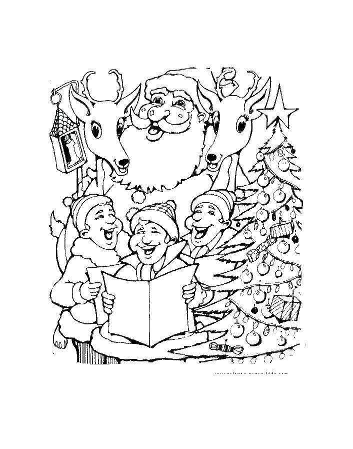 Раскраски на тему Рождество, олени, Новый Год, Санта, елка (елка, развивающие, праздничные)