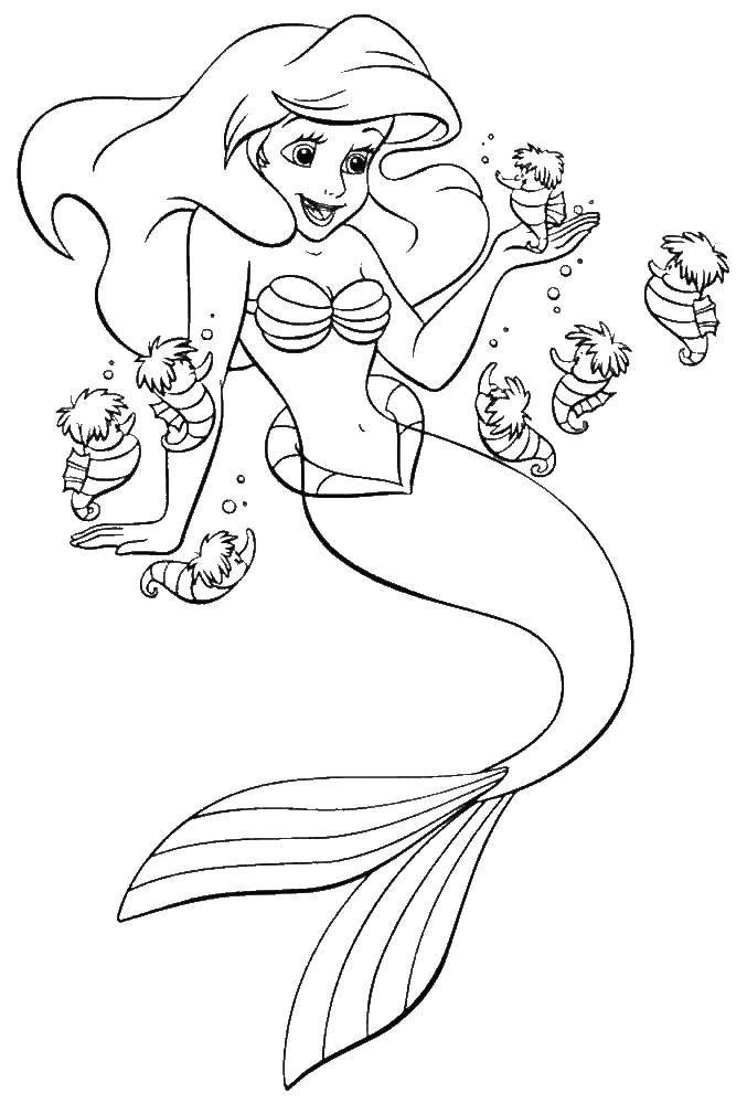 Раскраска Ариэль русалка (Ариэль, русалка, активность)