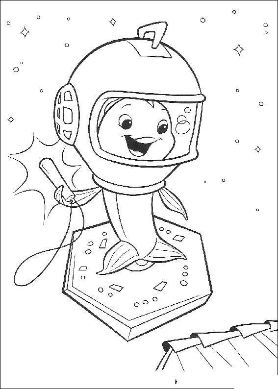 Раскраска Рыбка в космосе для мальчиков (рыбка)