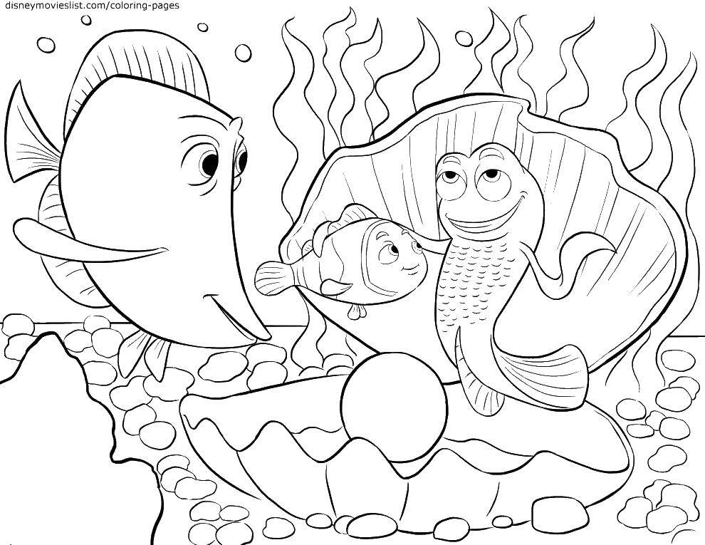 Раскраска с Немо и его друзьями в глубинах океана (немо)