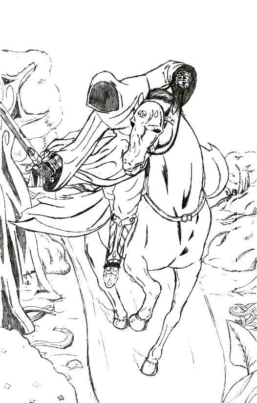 Раскраска рыцаря на коне в доспехах (Доспехи)