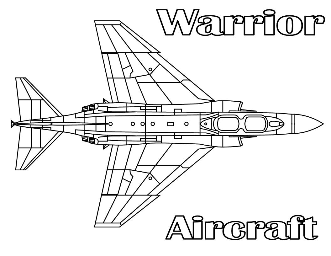 Раскраска Самолет воин для мальчиков (самолет, воин)