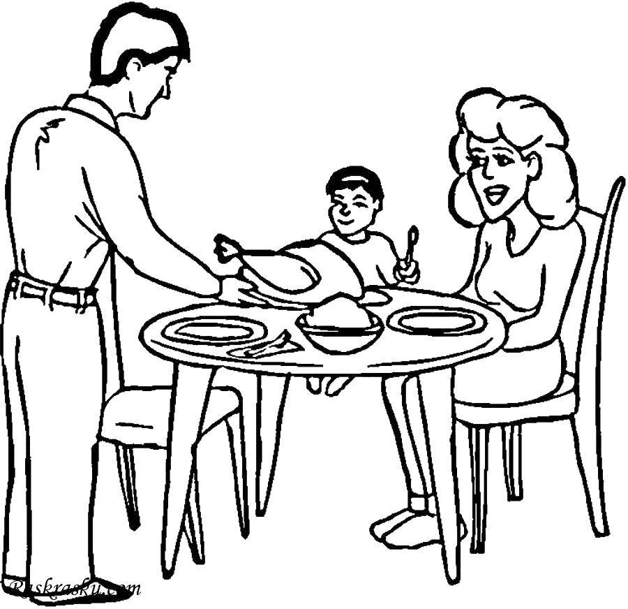 Родители и дети рисуют вместе на бесплатных раскрасках для всей семьи (семья, родители, дети)