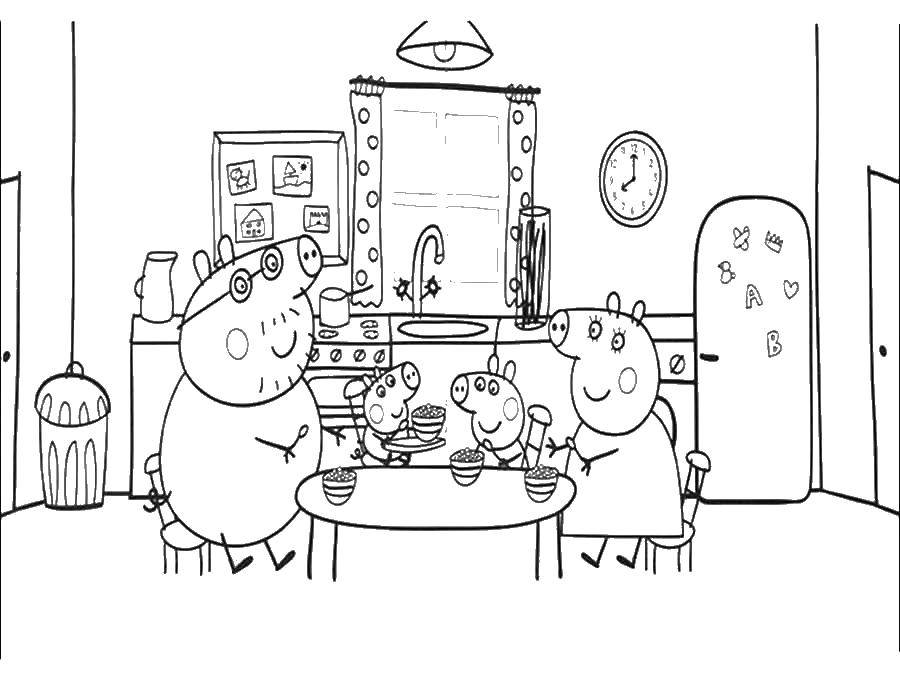 Раскраска со Свинкой Пеппой и ее семьей (развивающие, брат)