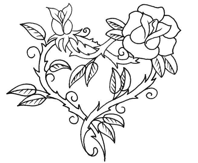 Раскраска с изображением Сердечки сердце, форма, роза (распечатки)