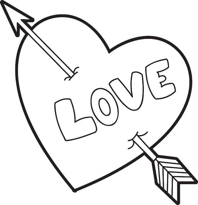Раскраска сердца с надписью Я тебя люблю для детей (сердце, надпись)