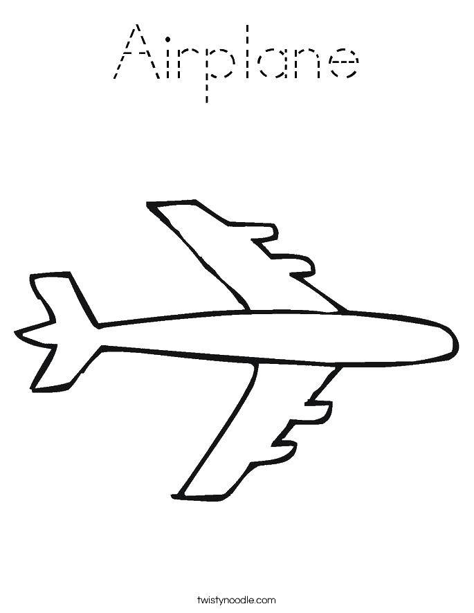 Раскраска контура самолета (контуры, шаблоны, самолеты)