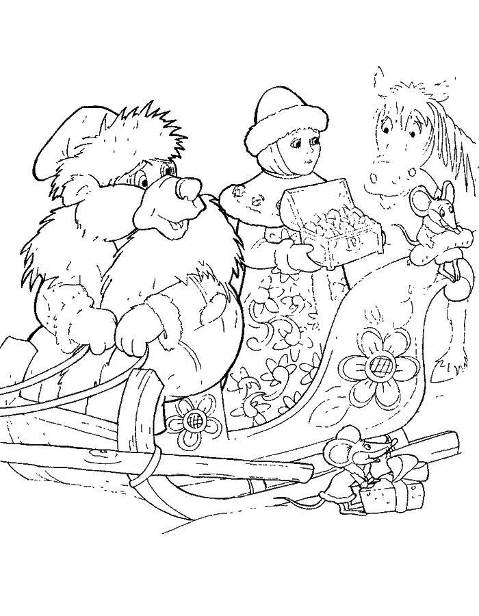 Раскраска из сказок Морозко и Падчерица (сказки, Морозко, Падчерица)